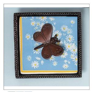 Dark Brown Napkin Holder with Décor